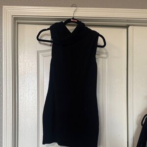 Black Sleeveless Cowl Neck Sweaterdress